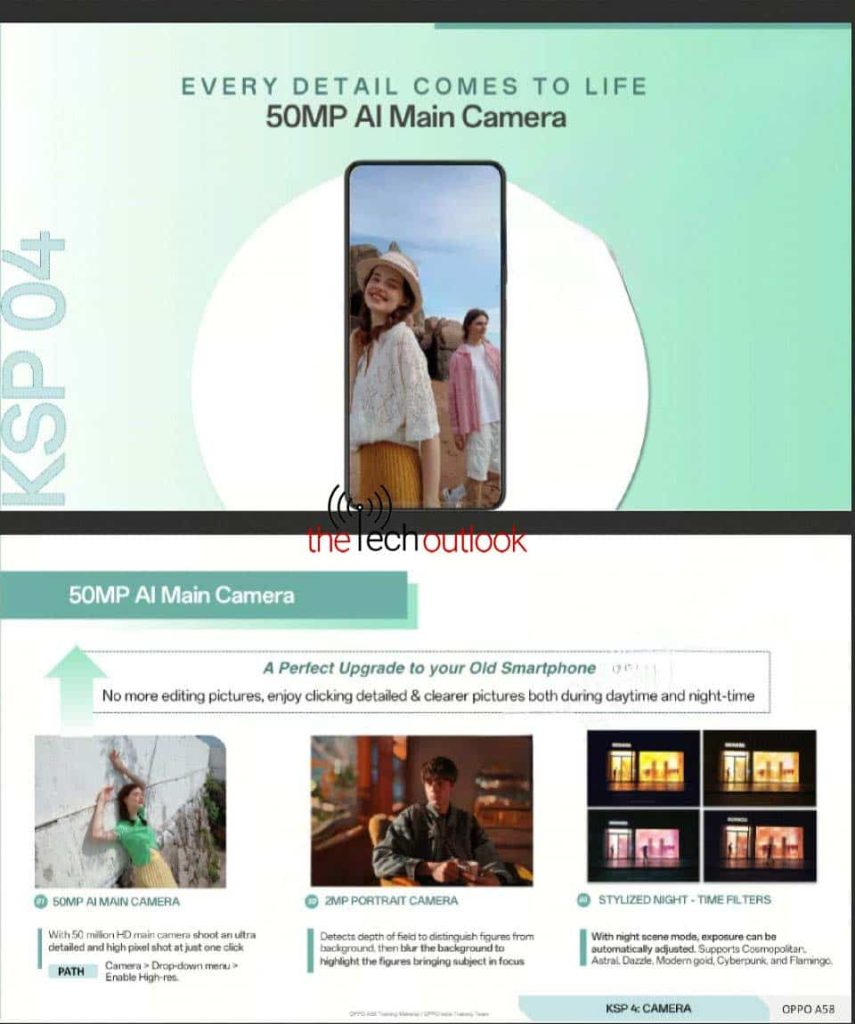 OPPO A58 4G product training materials leaked 