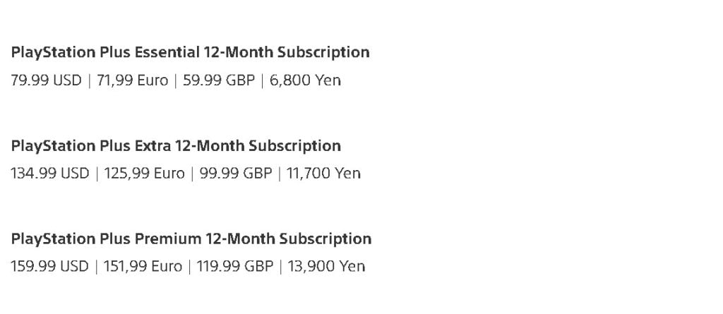 PlayStation Plus 12-month subscriptions getting global price