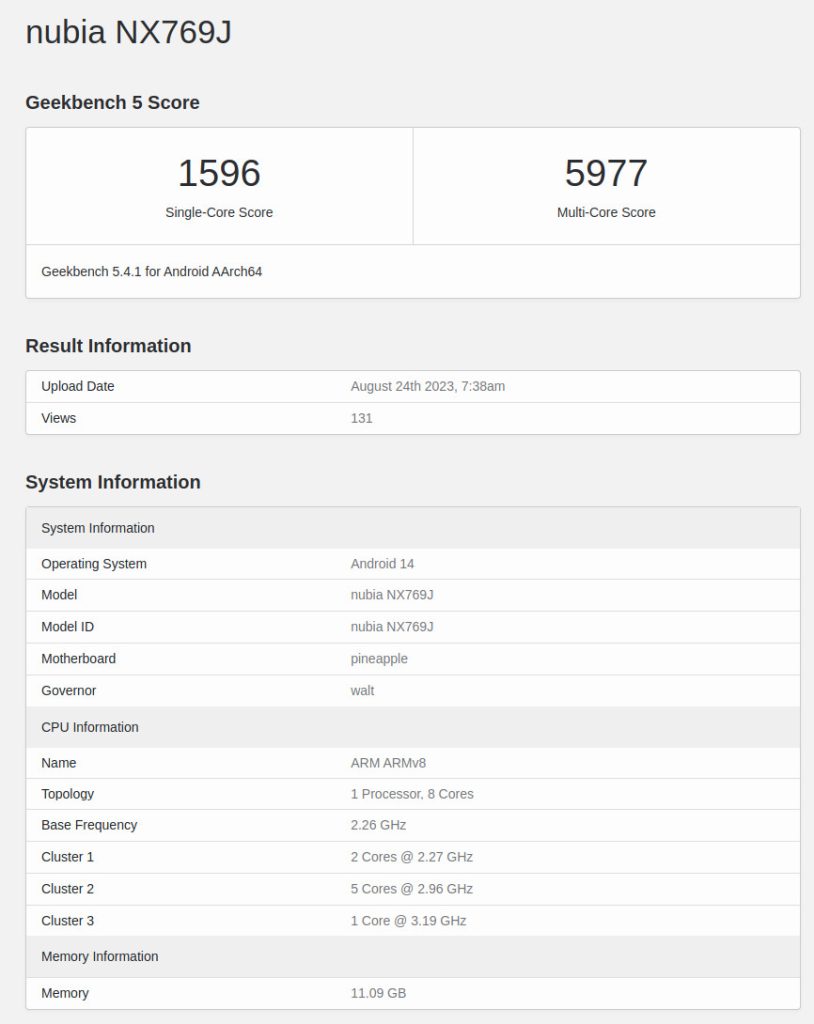 Nubia NX769J