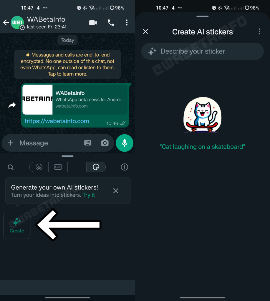 WhatsApp AI generated stickers