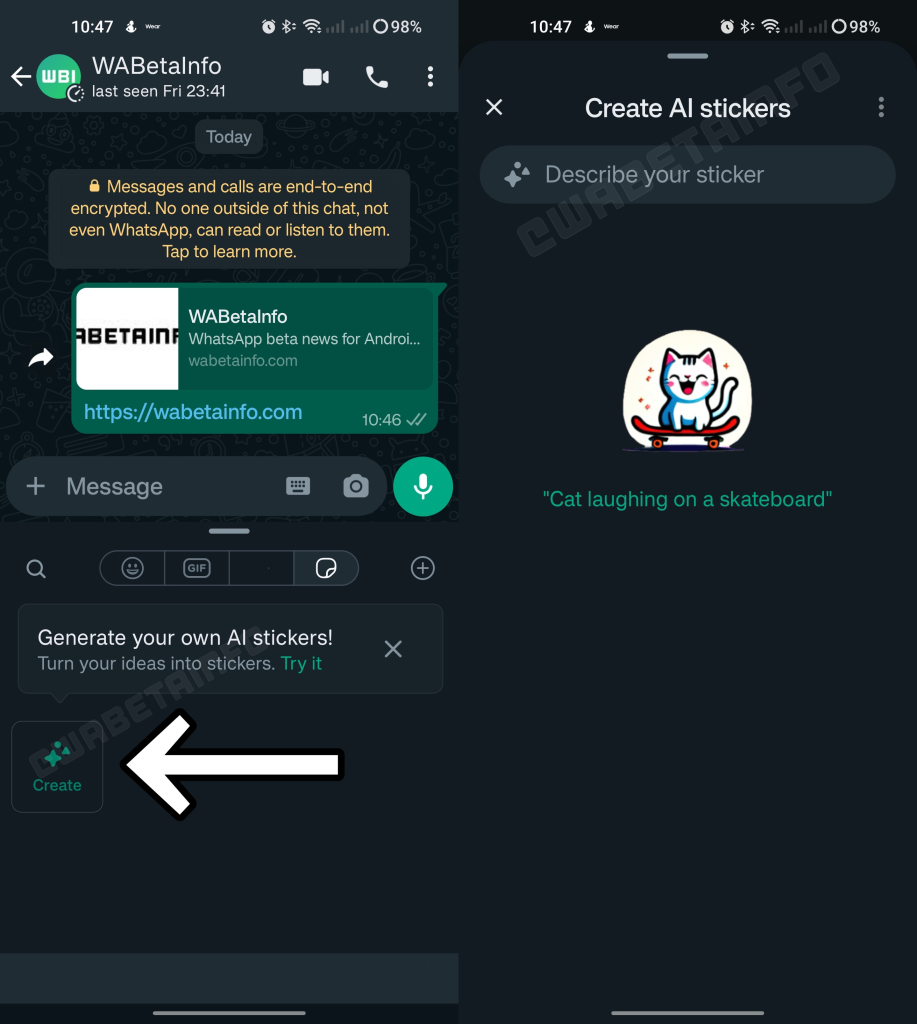 Stickers generados por IA de WhatsApp