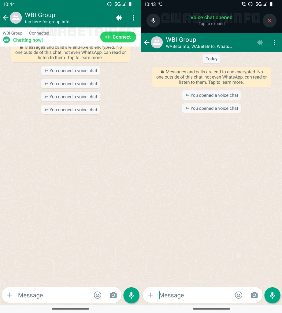 WhatsApp beta voice chat feature
