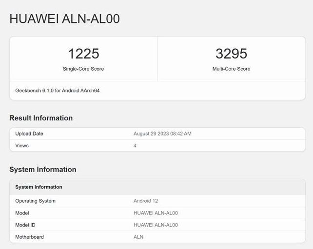 Huawei Mate 60 Pro Geekbench listing