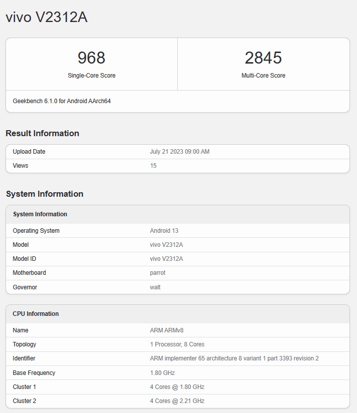 iQOO Z8x Geekbench