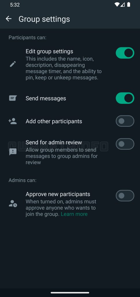 WhatsApp admin review feature