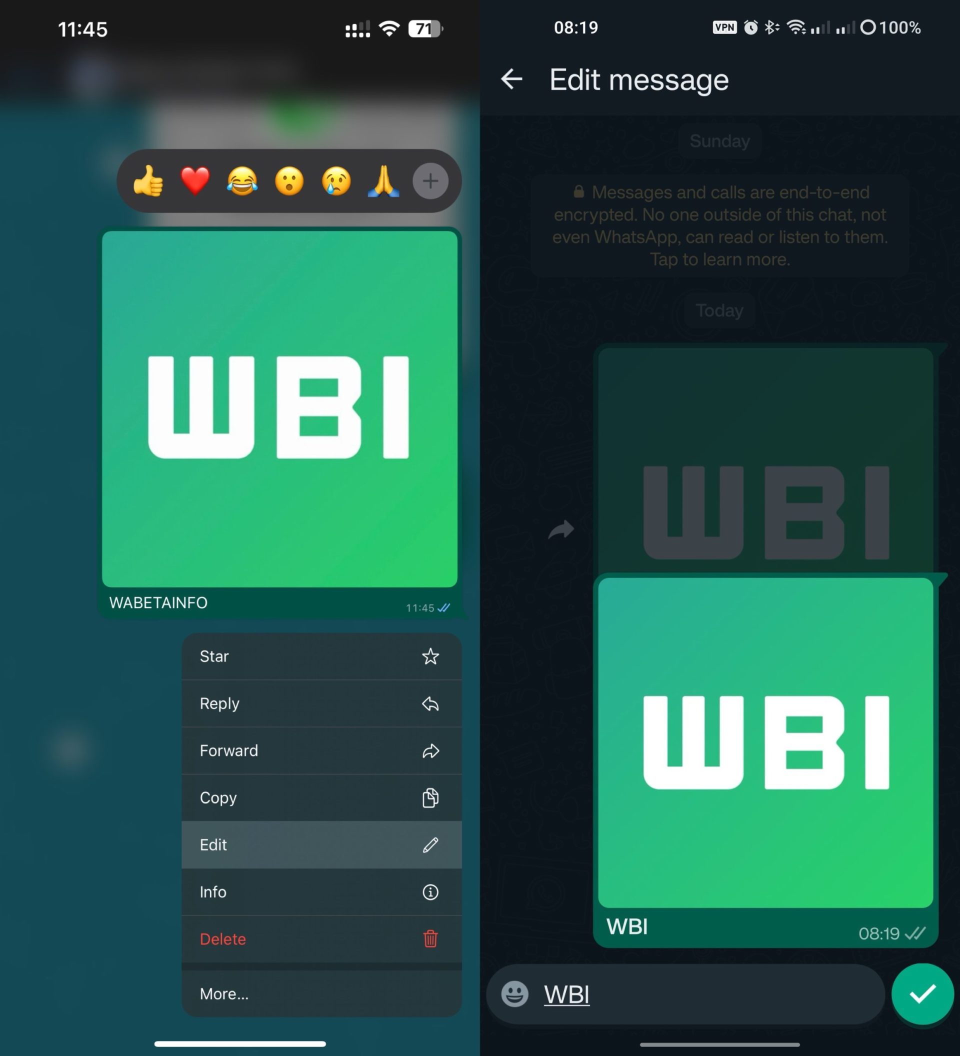 Edit message media