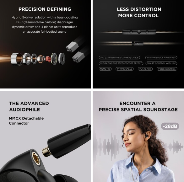 1More Penta Driver P50 with detachable MMCX connectors and noise ...