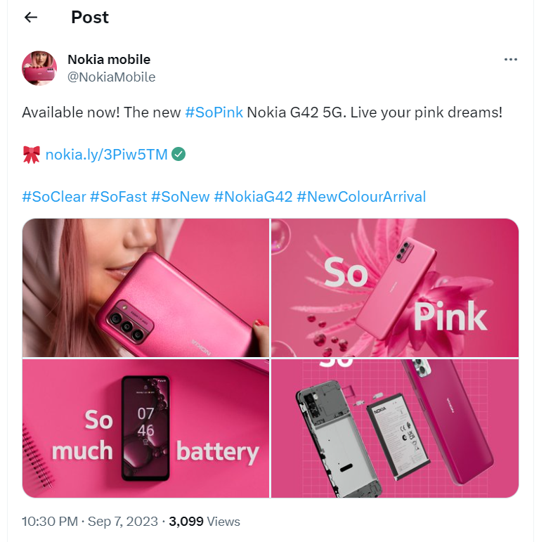 Колір Nokia G42 Рожевий