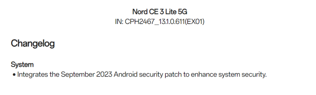 OnePlus Nord CE 3 Lite September Security Patch