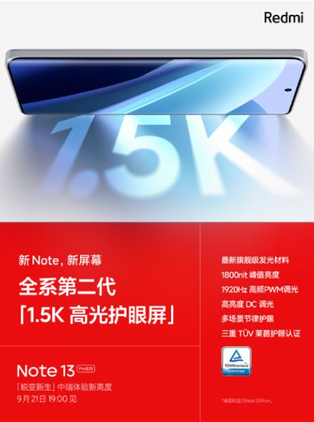 Redmi Note 13 Series Display 1.5K resolution