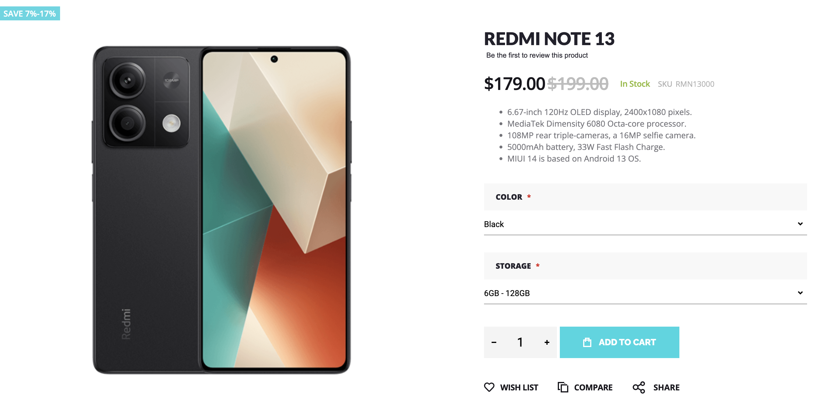 Redmi Note 13 is available now at the Giztop store