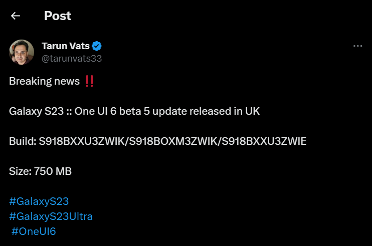 Tarun vats one ui 6 beta 5