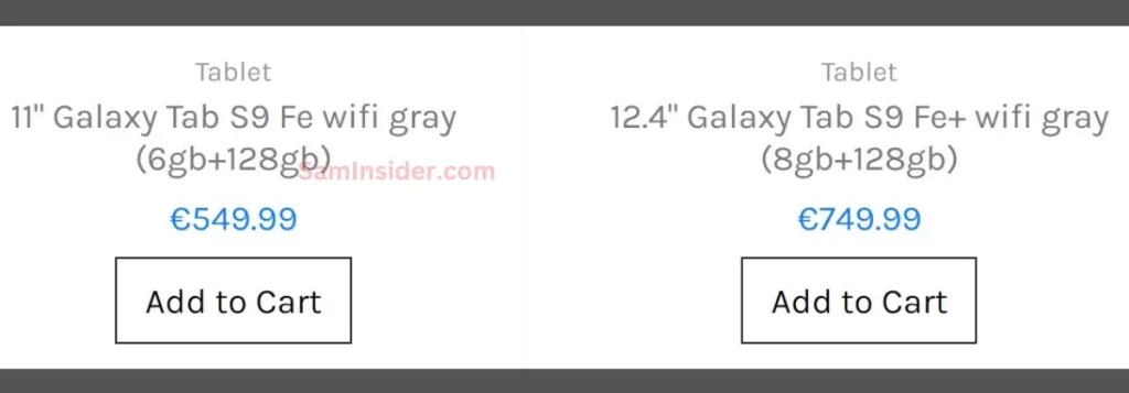 Samsung Galaxy Tab S9 FE fiyatı