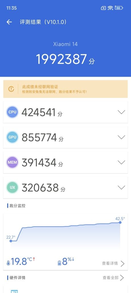 Xiaomi 14 on AnTuTu