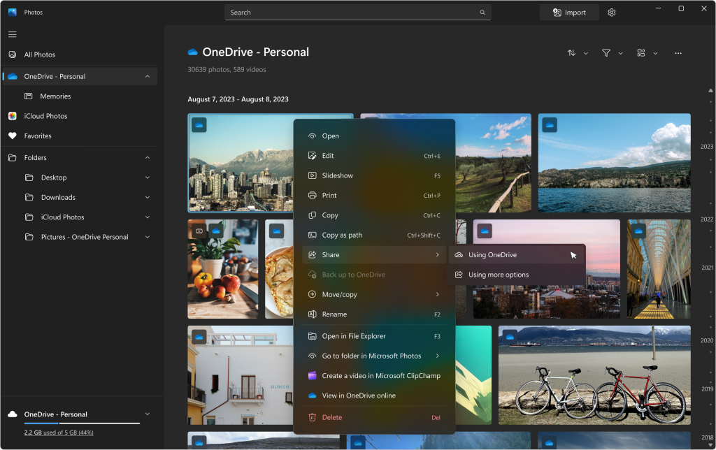 Share Individual Photos with OneDrive in the latest Windows Update