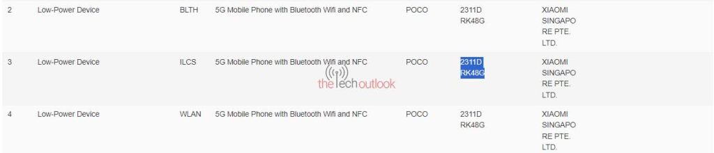 Poco F6 5G IMDA certification