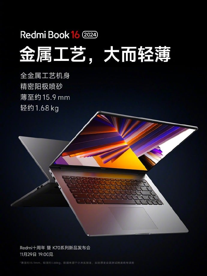 Redmi Book 16 (2024) teaser confirms more key specs ahead of today's