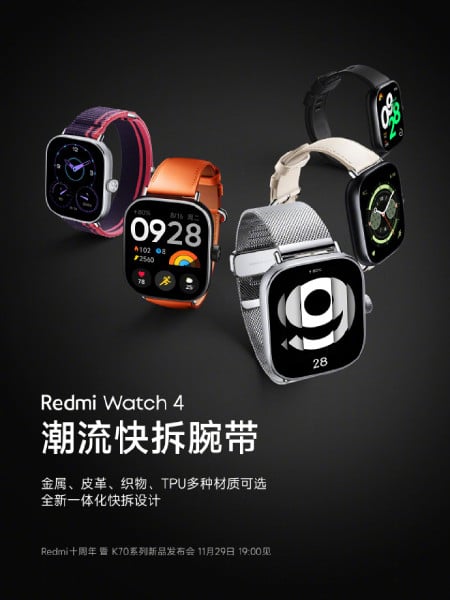 Xiaomi teases Redmi Watch 4 with AMOLED display, aluminum alloy build -  Gizmochina