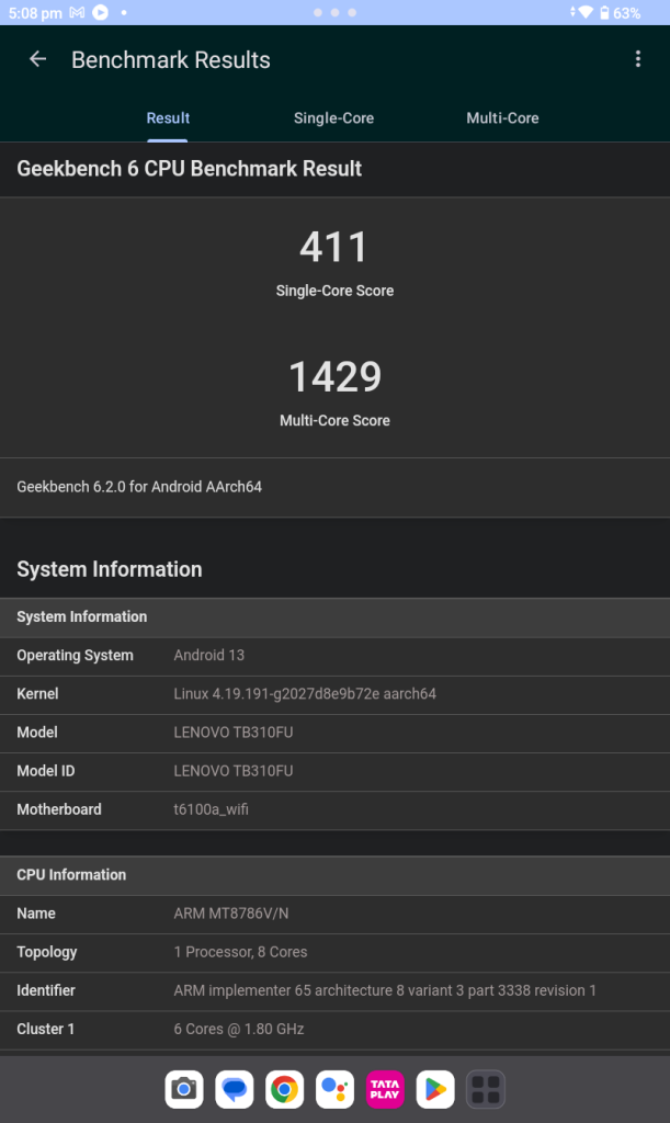 Lenovo Tab M9 Review Geekbench