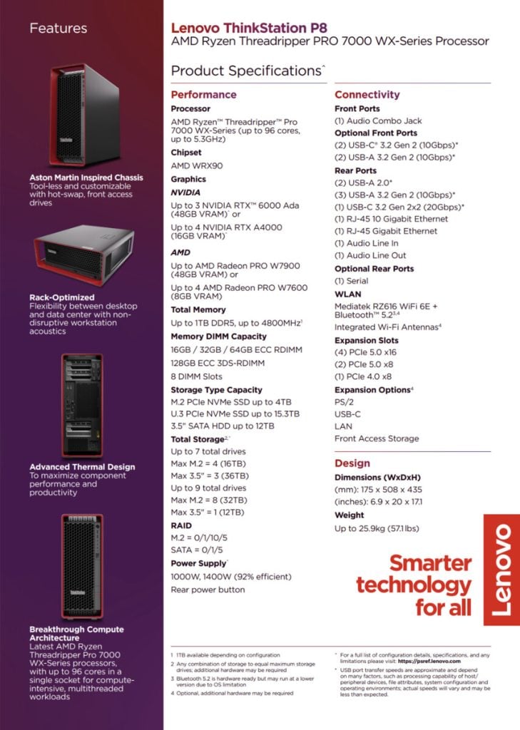 Lenovo ThinkStation P8 specs