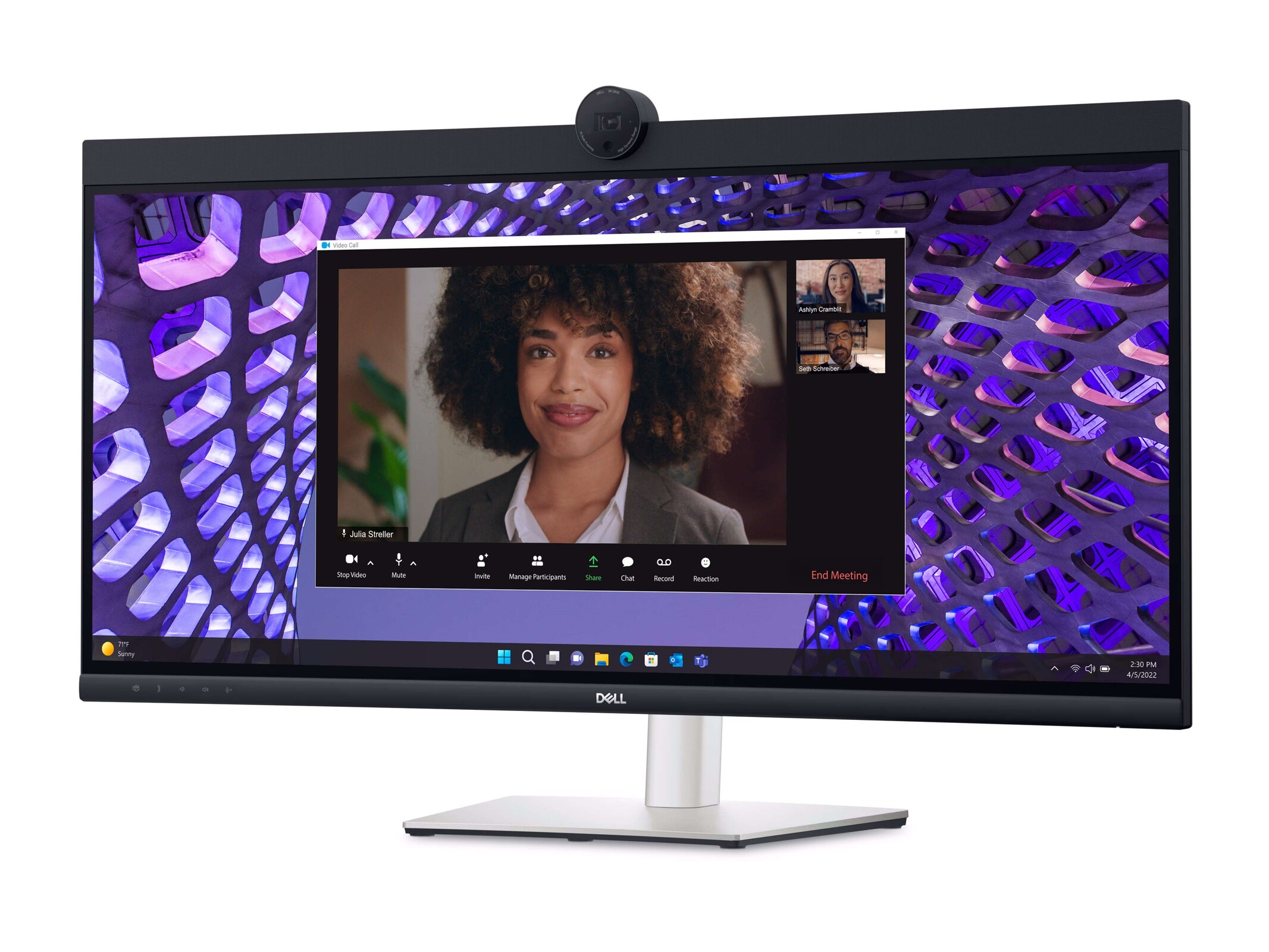 Dell P3424WEB curved monitor with webcam, microphones & KVM switch