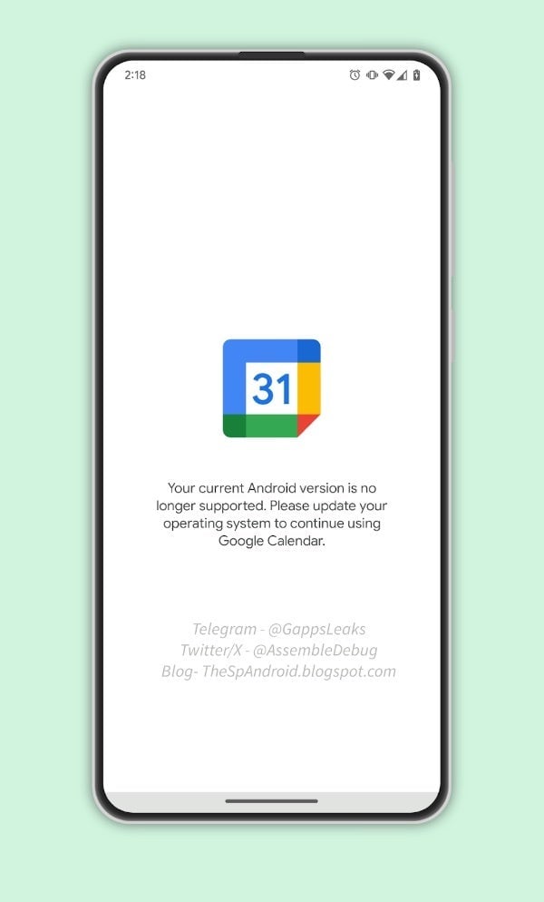Google Calendar will drop its support for Android 7.1 or below likely due to security concern