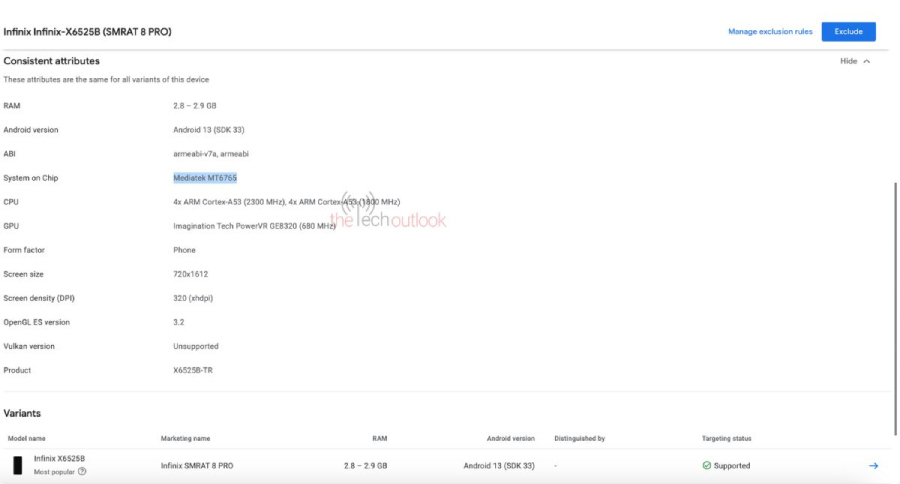 Infinix Smart 8 Pro Google Play Console