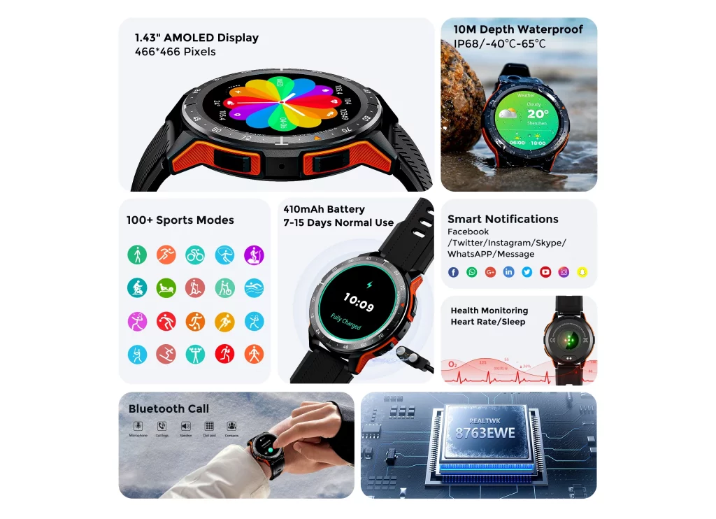 Fossibot W101 AMOLED smartwatch