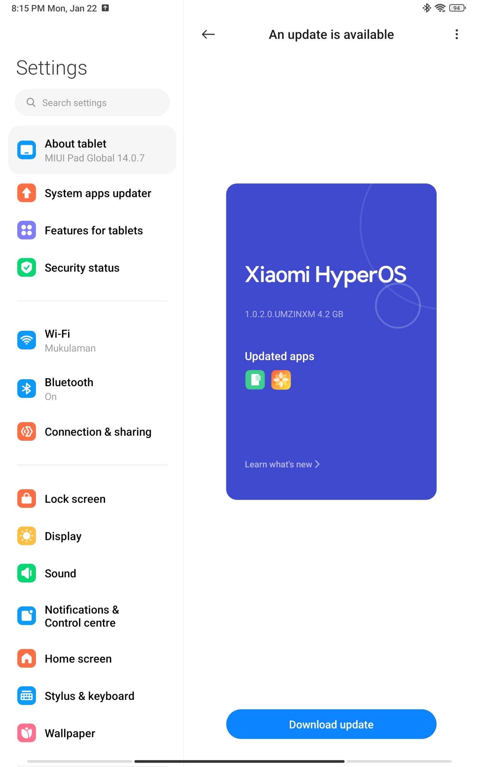 Xiaomi Pad 6 HyperOS Update