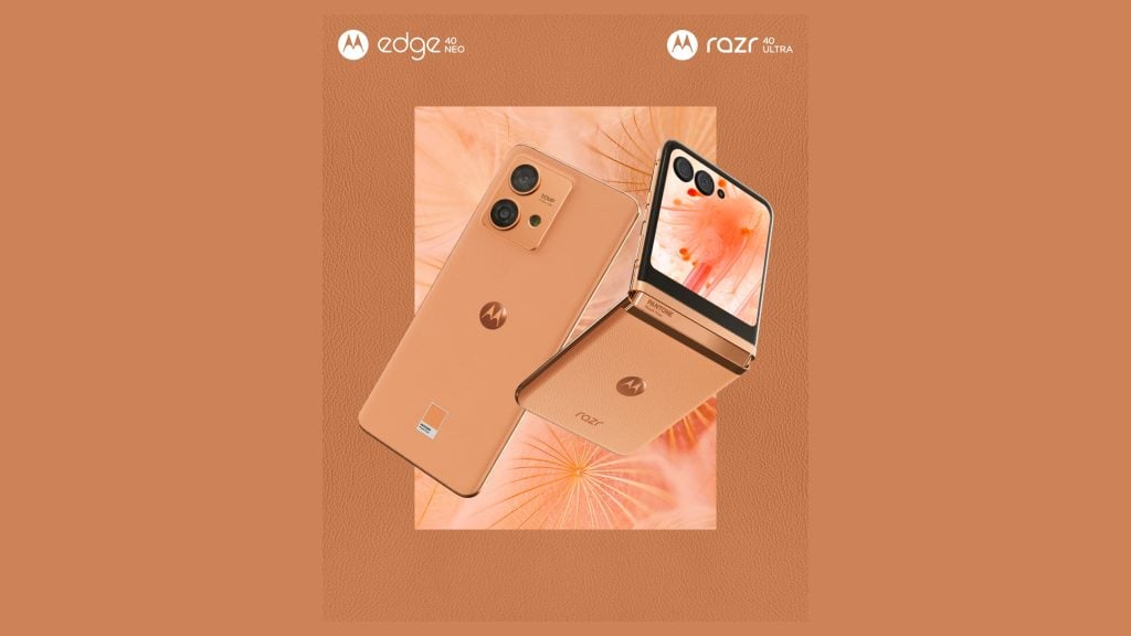 Motorola Razr 40 Ultra and Edge 40 Neo in Peach Fuzz
