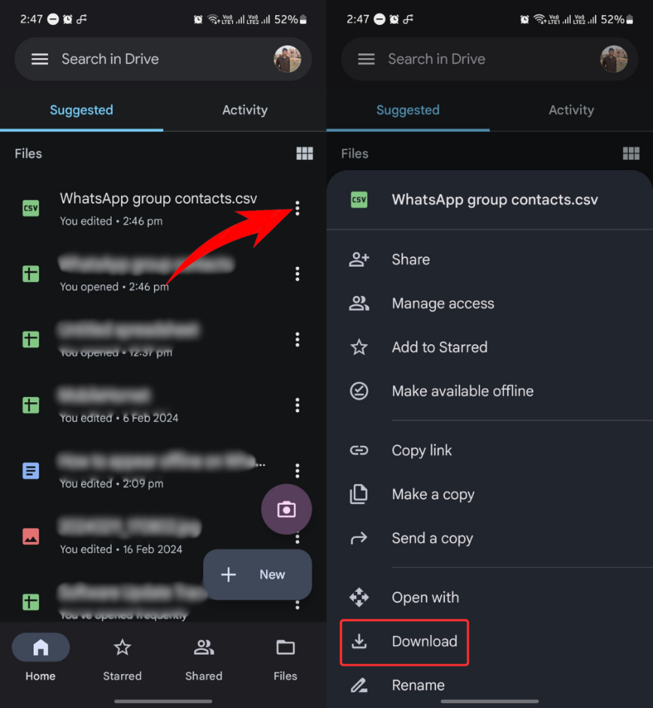 Downloading the speadsheet from Google Drive