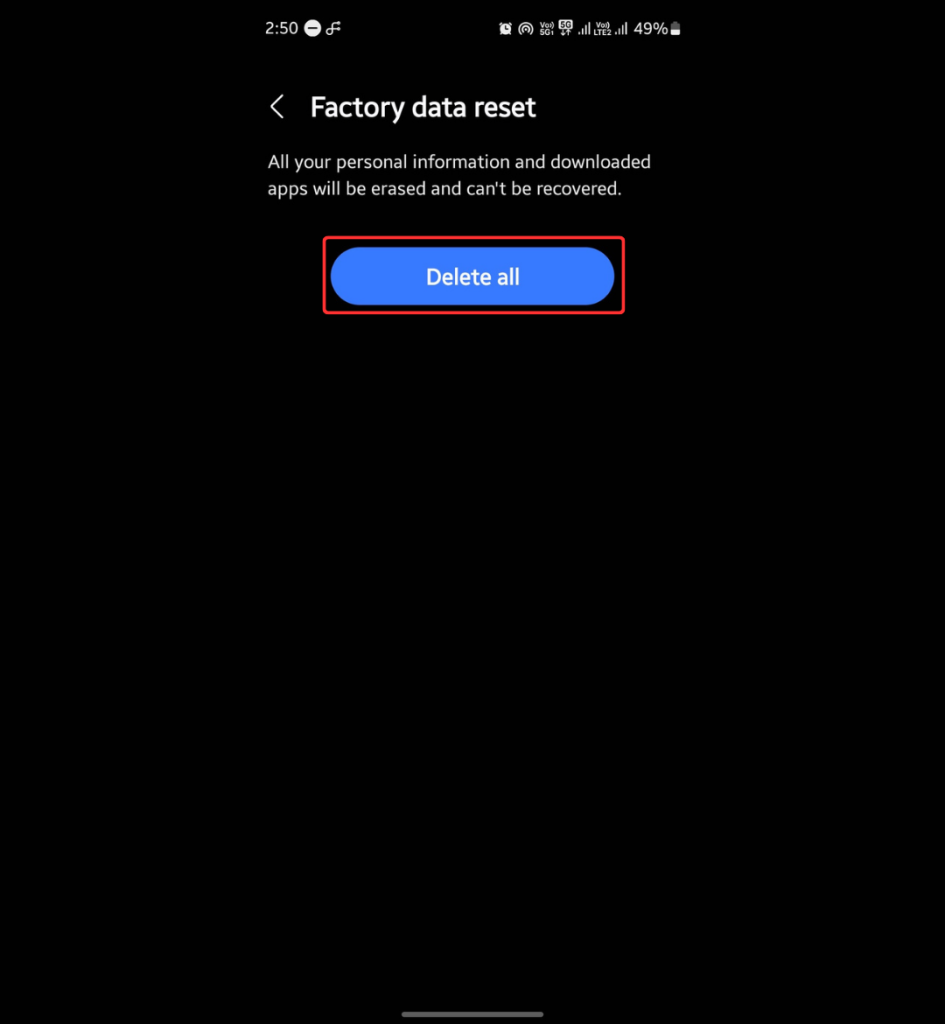 Resetting a Samsung Galaxy