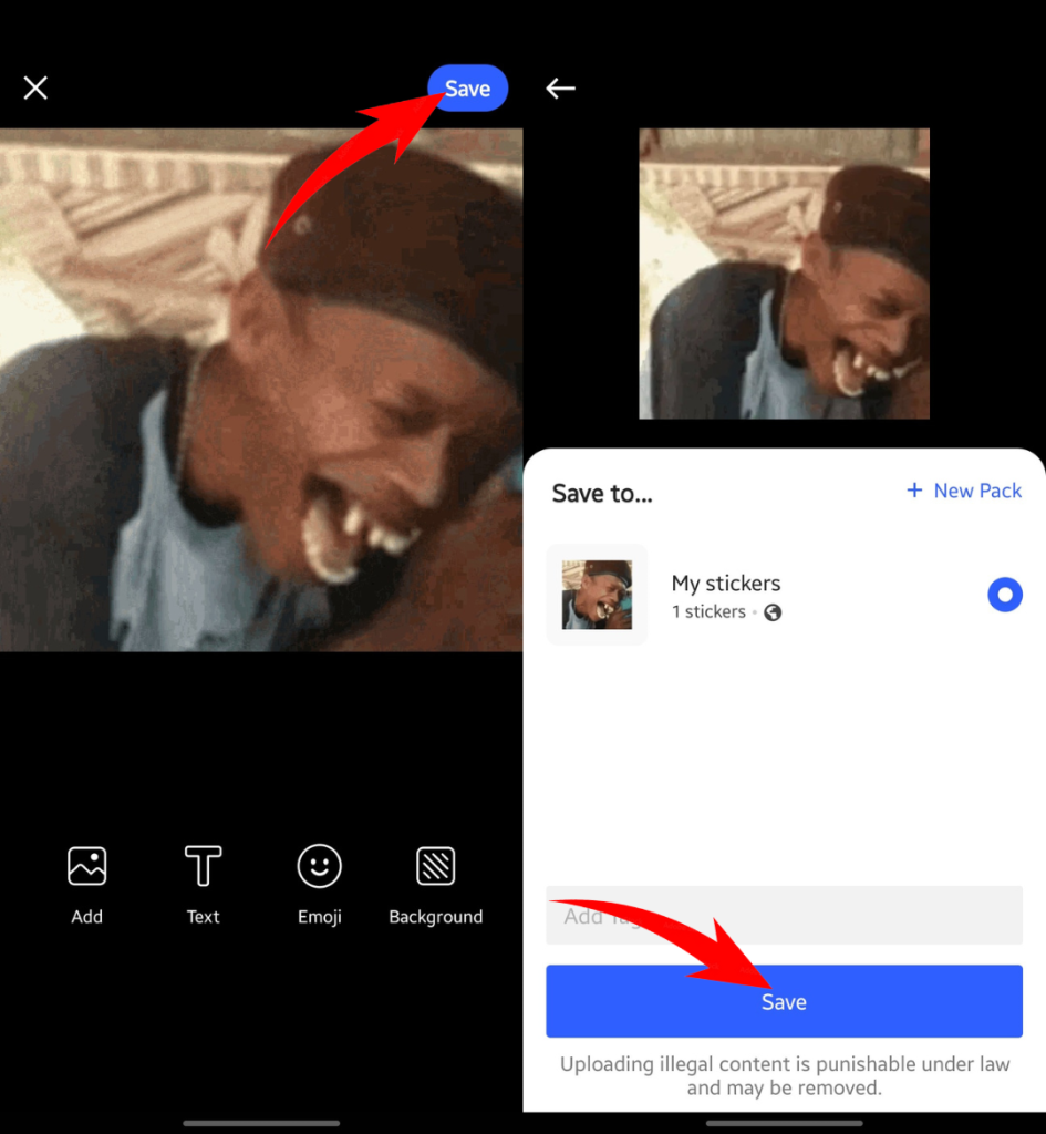 Saving a manually created WhatsApp sticker