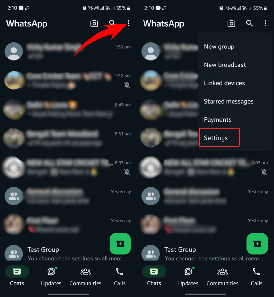 WhatsApp அமைப்புகள்
