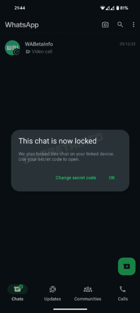 WhatsApp sync chat locks