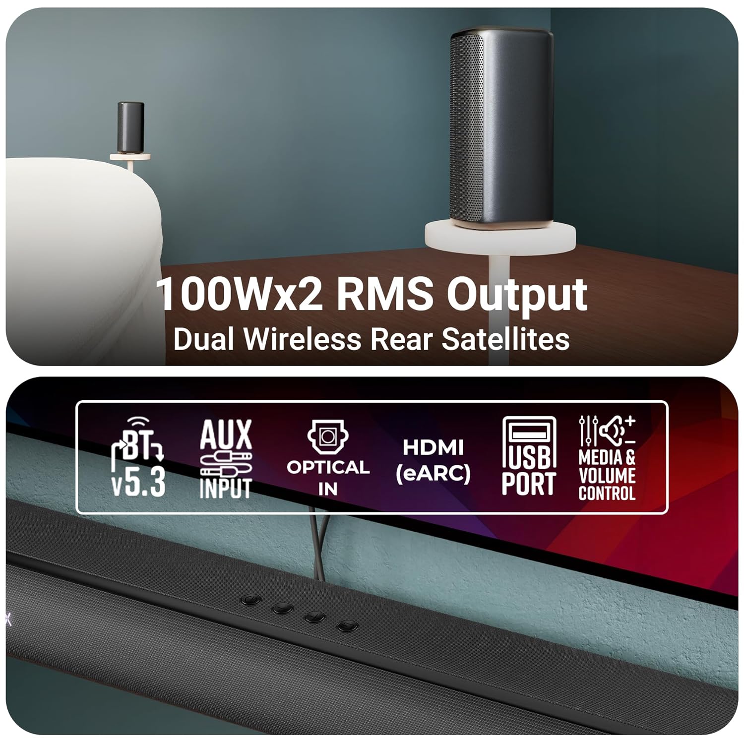 Zebronics ZebJuke Bar 9900 725W soundbar with a UHF karaoke microphone