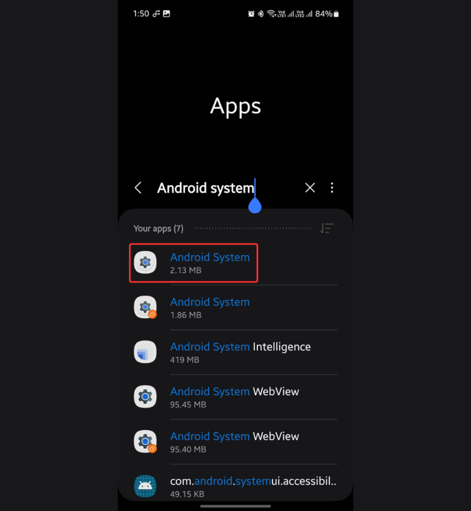 Android system app info