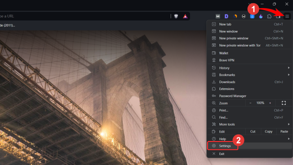 Brave browser settings