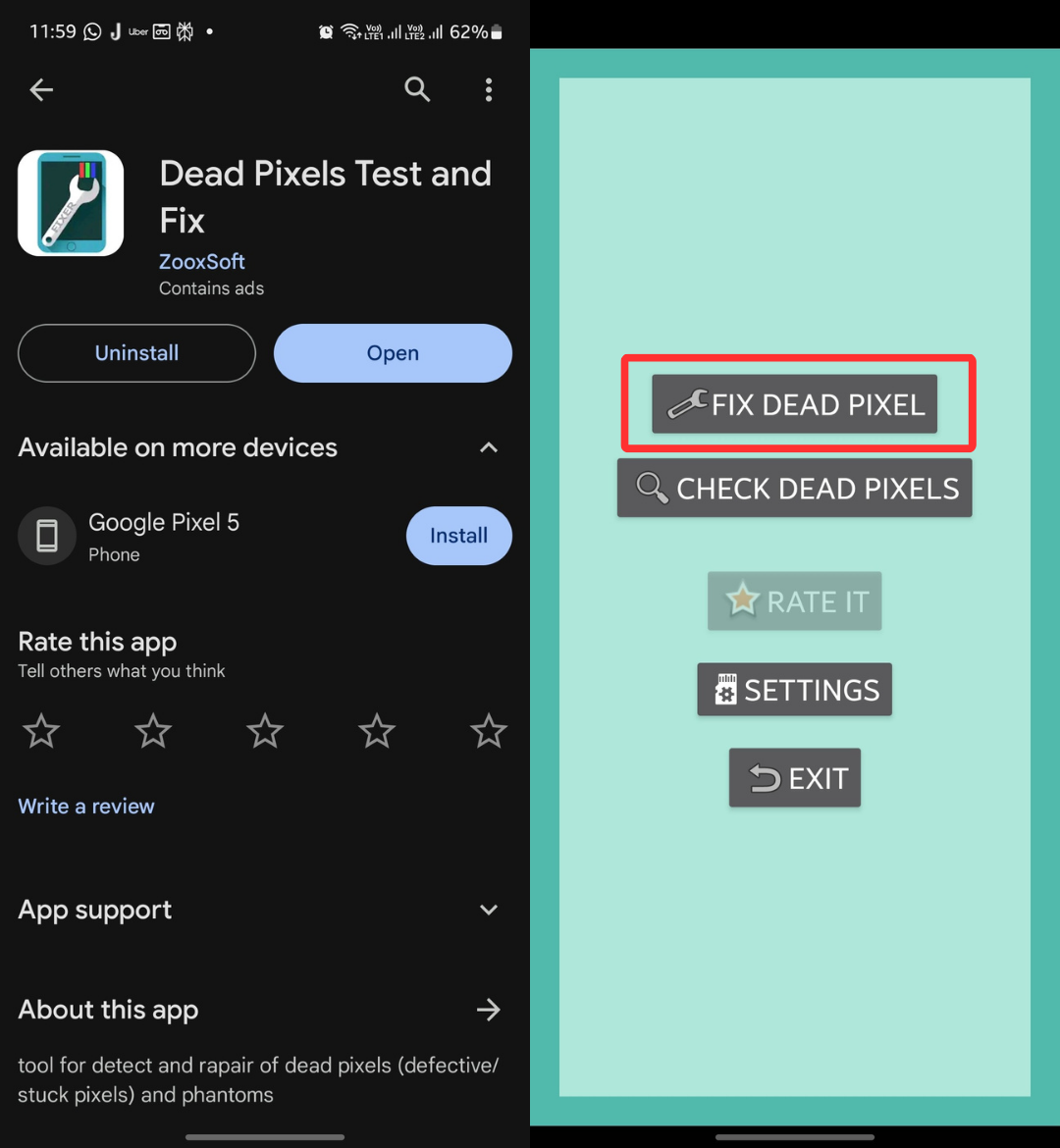 Dead pixels test and fix. Dead pixels test and fix