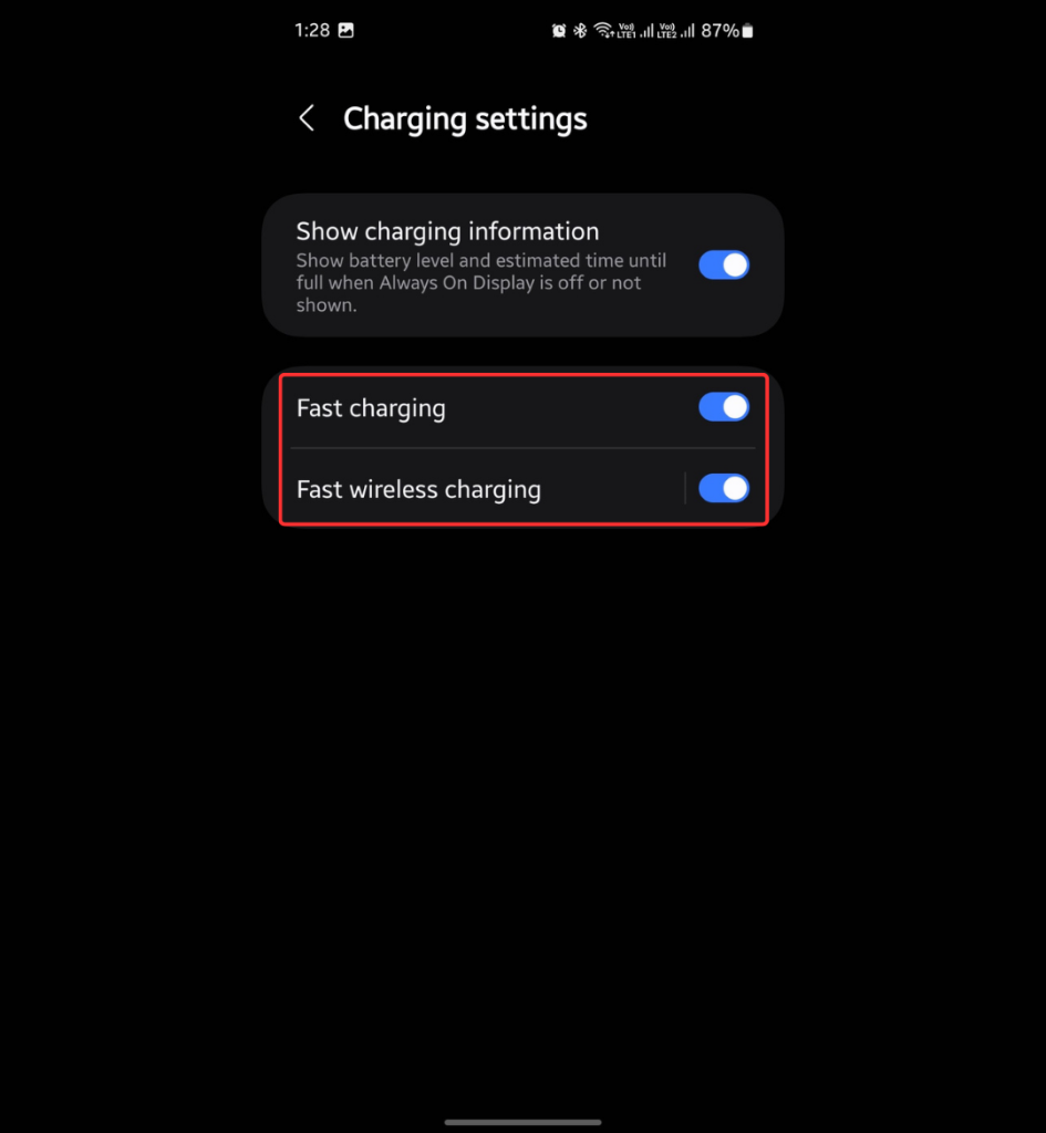 Disabling fast charging in Samsung