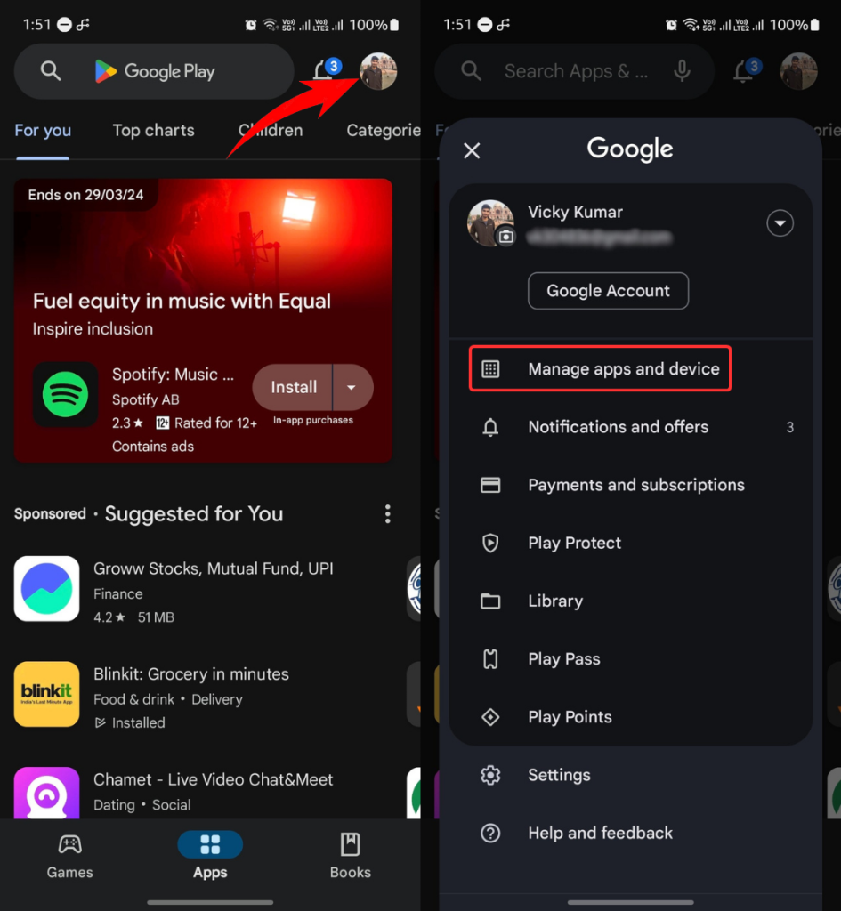 Google Play Store options