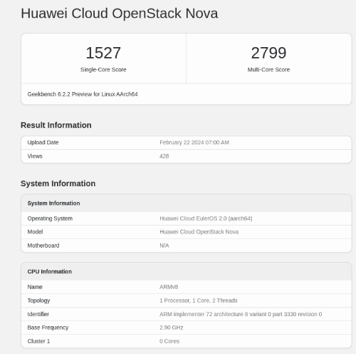huawei server cpu benchmark