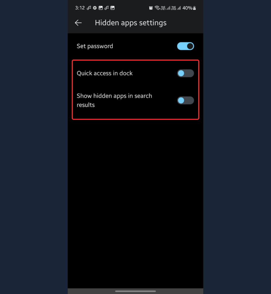 Microsoft Launcher hide apps settings