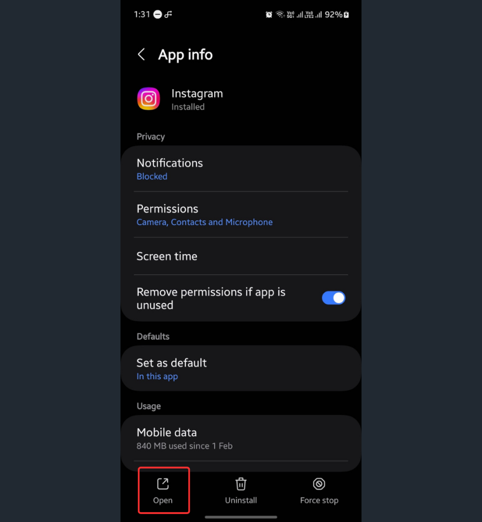 Opening hidden app
