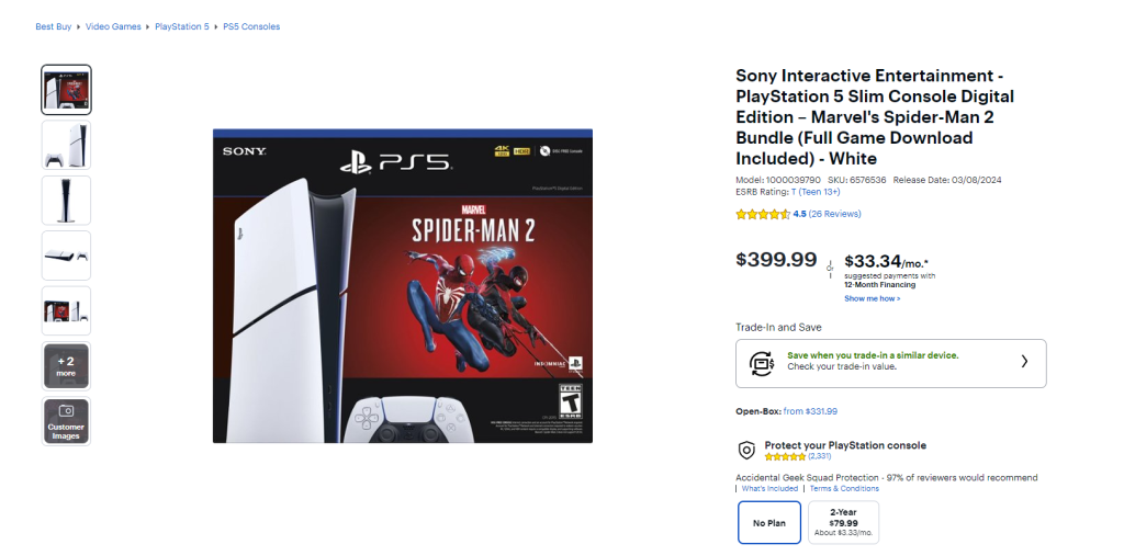 PlayStation 5 Slim Console Digital Edition – Marvel's Spider-Man 2 Bundle bestbuy offer
