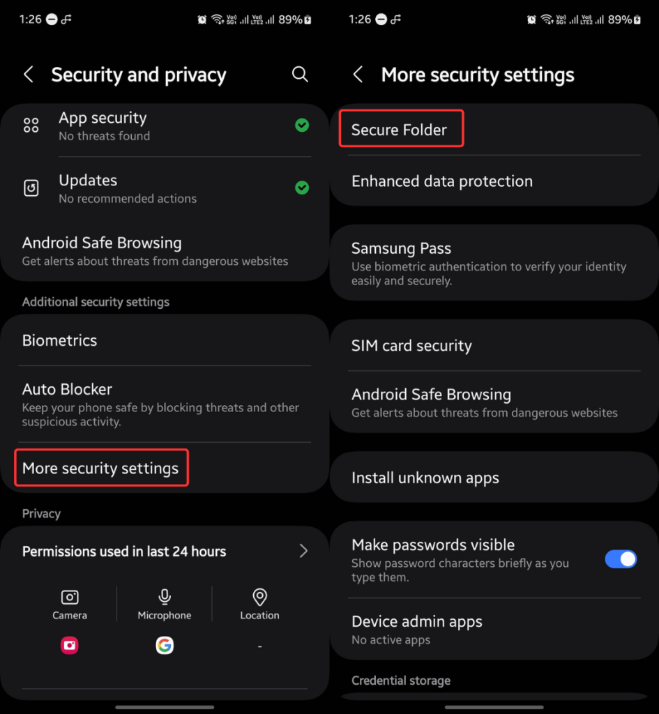 Secure Folder in Samsung
