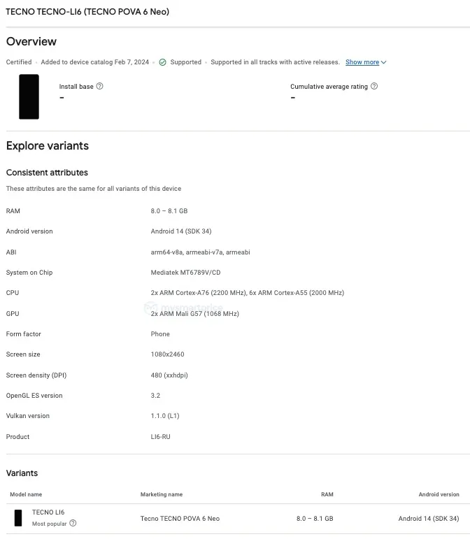 Tecno Pova 6 Neo
