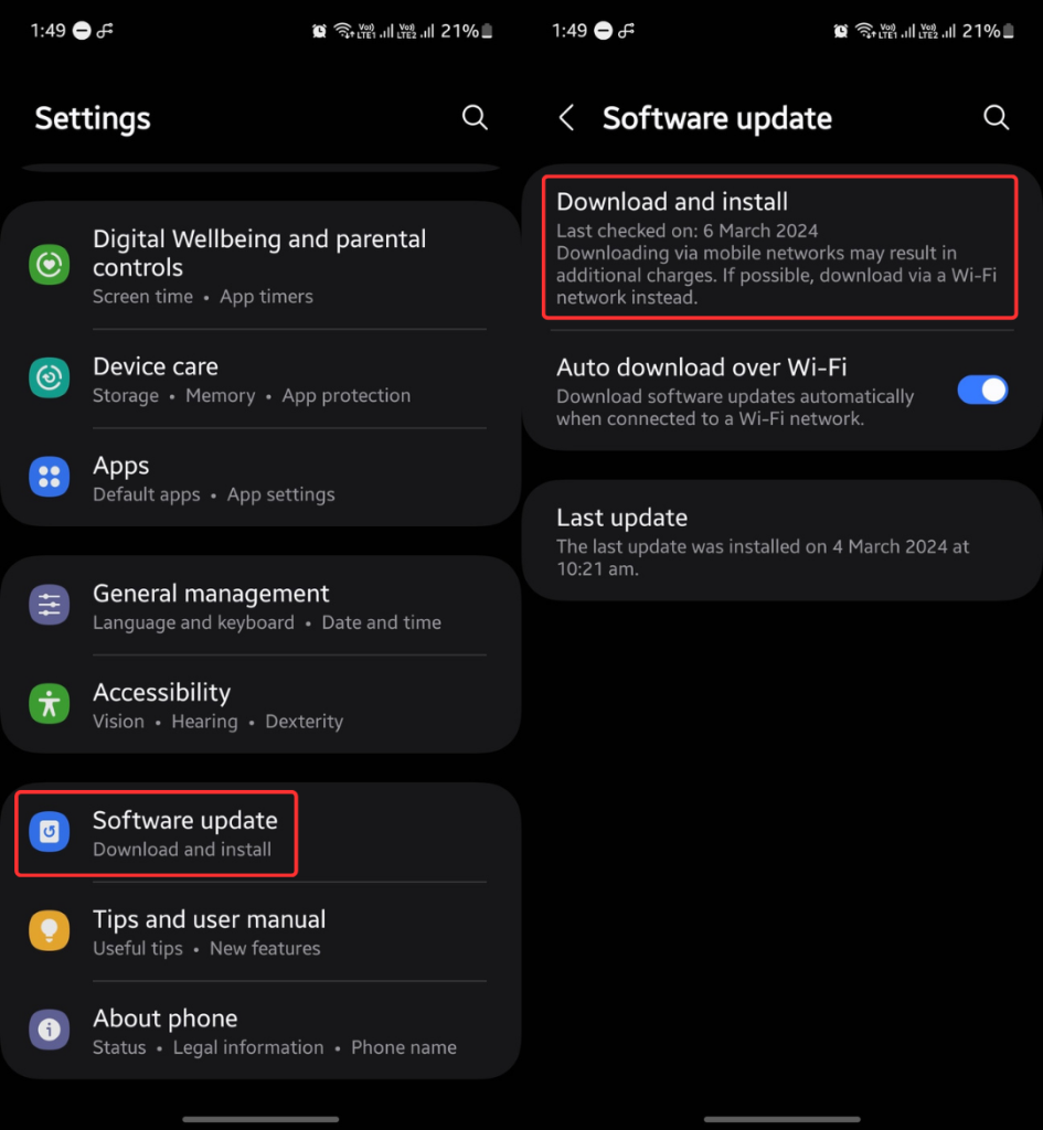 Updating Samsung phone