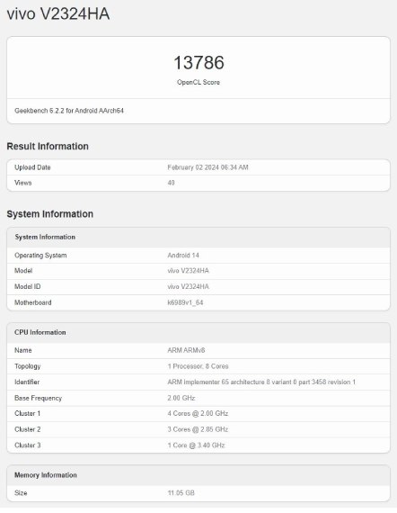 Vivo X100s Pro certification Geekbench