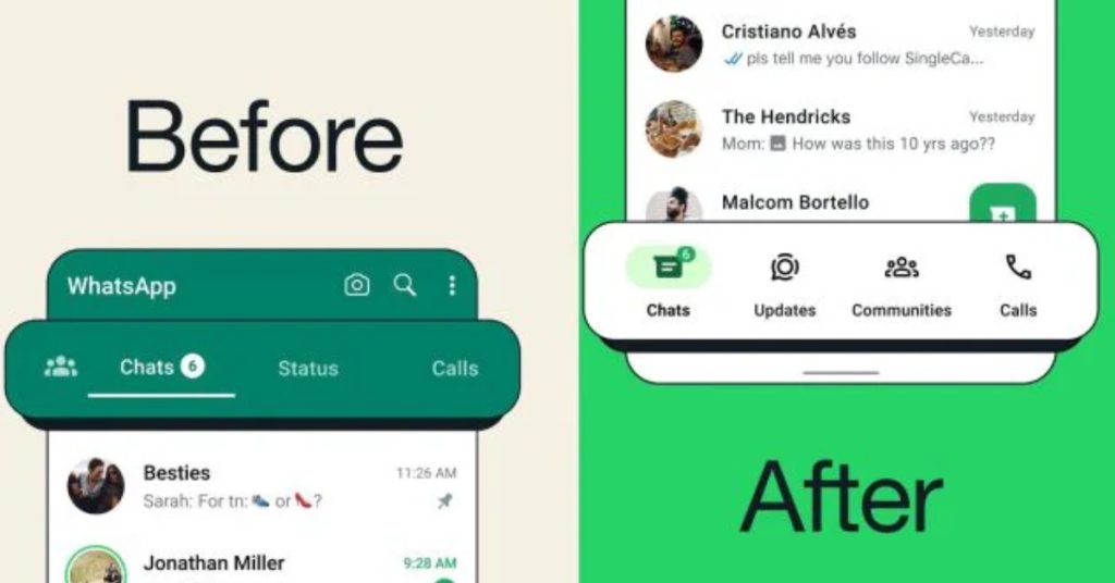WhatsApp redesigned navbar android